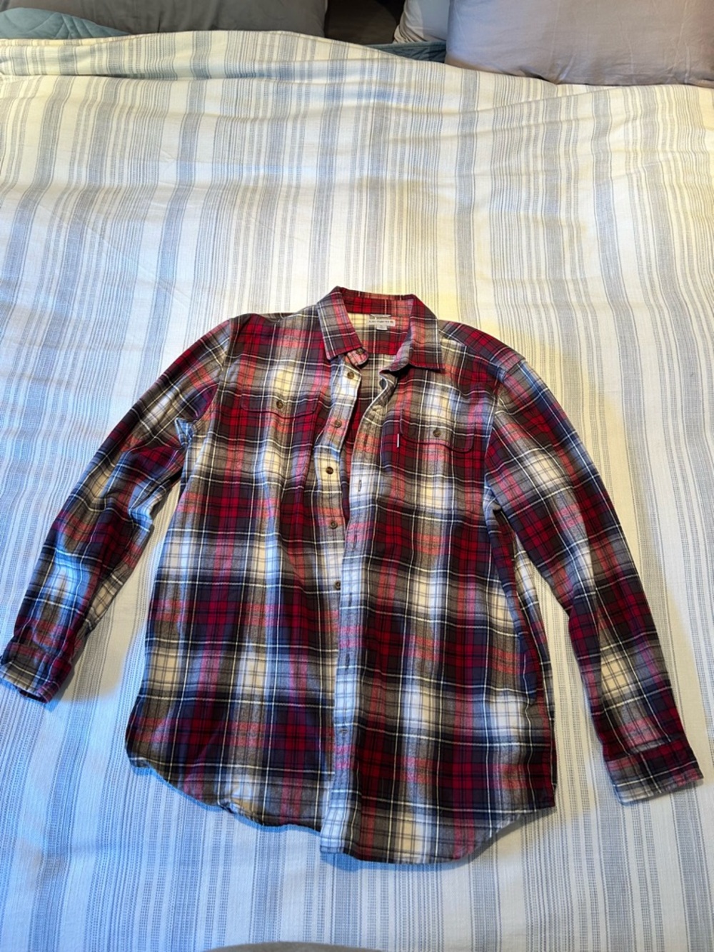 Carhartt Red and Black Plaid Long-Sleeve Button-Down Shirt